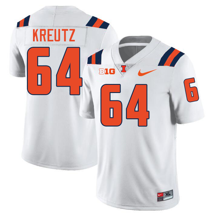 Men #64 Josh Kreutz Illinois Fighting Illini College Football Jerseys Stitched-White